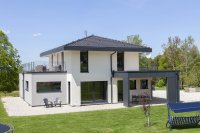 Maison bois crépis contemporaine, Longemaison (2018)
